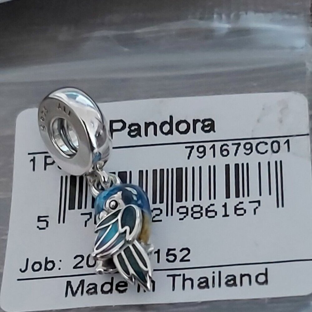Auth PANDORA *RETIRED* Sterling Silver Jungle Paradise Parrot Dangle 791679C01